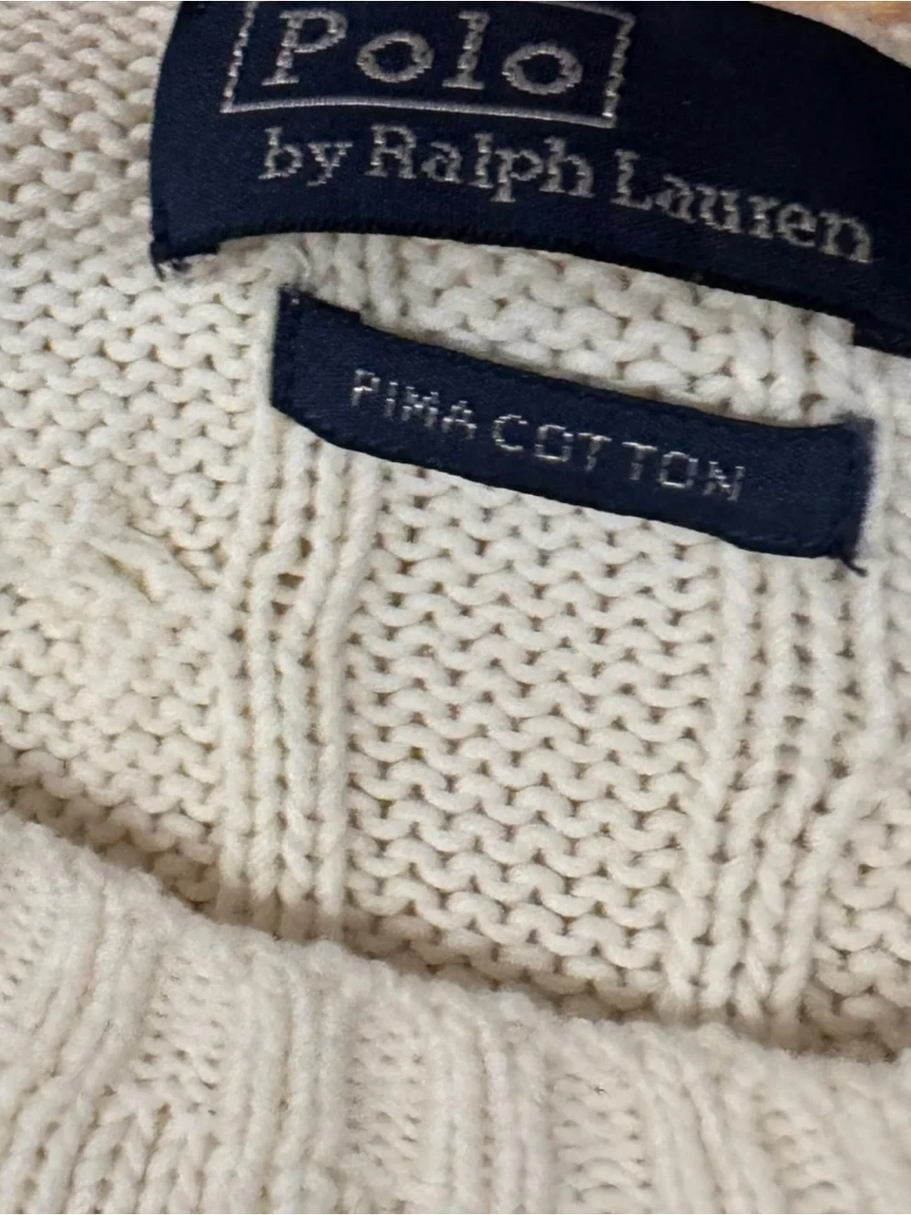 Ralph Lauren Cream Cable-Knit Crewneck Sweater - Women's Sz S - Picture 4 of 4